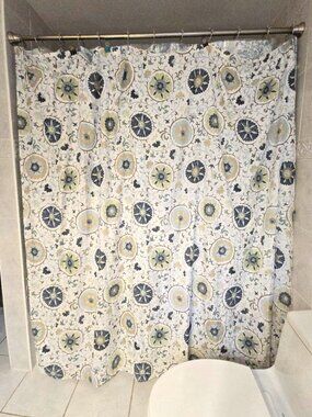 JCPenney Home Suzani Blue Floral Medallion Fabric Shower Curtain 72x72